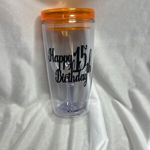 Orange and Clear Birthday Tumbler